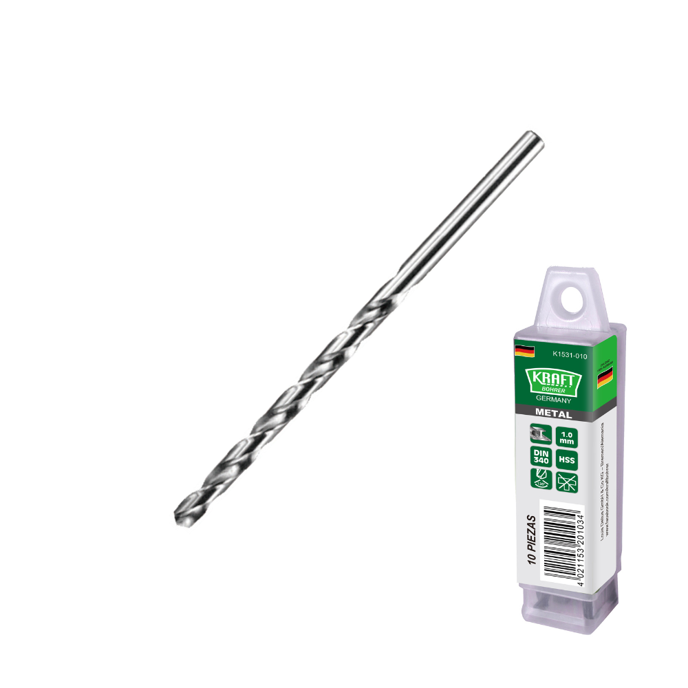 JUEGO DE BROCAS PARA METAL BLANCA SERIE LARGA (Medidas en milímetros) KRAFT BOHRER