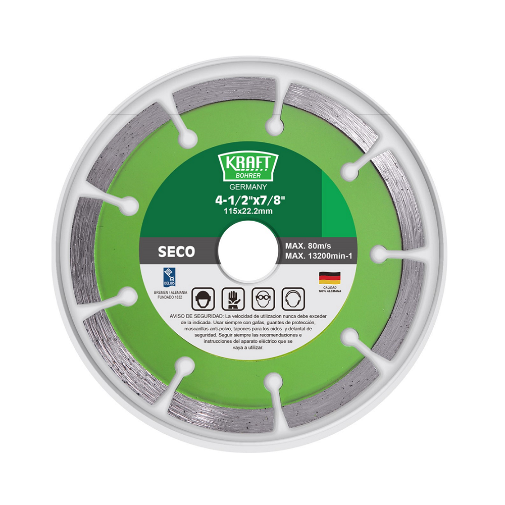 DISCO DE DIAMANTE SEGMENTADO SECO (Medidas en Pulgadas) KRAFT BOHRER
