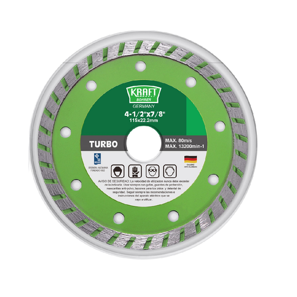 Disco De Corte De Diamante Segmentado Turbo Smooth De 7 Polos Y 180 Mm
