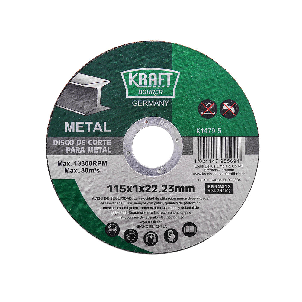 DISCO DE CORTE PARA METAL PLANO (Medidas en Milímetros) KRAFT BOHRER