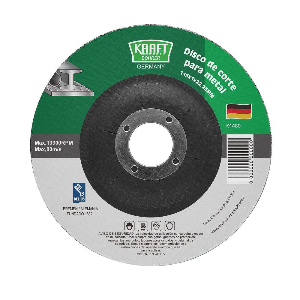 DISCO DE CORTE PARA METAL (Medidas en Pulgadas) KRAFT BOHRER