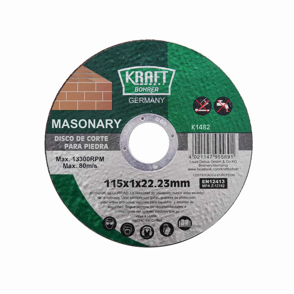 DISCO DE CORTE PARA PIEDRA PLANO (Medidas en Pulgadas) KRAFT BOHRER