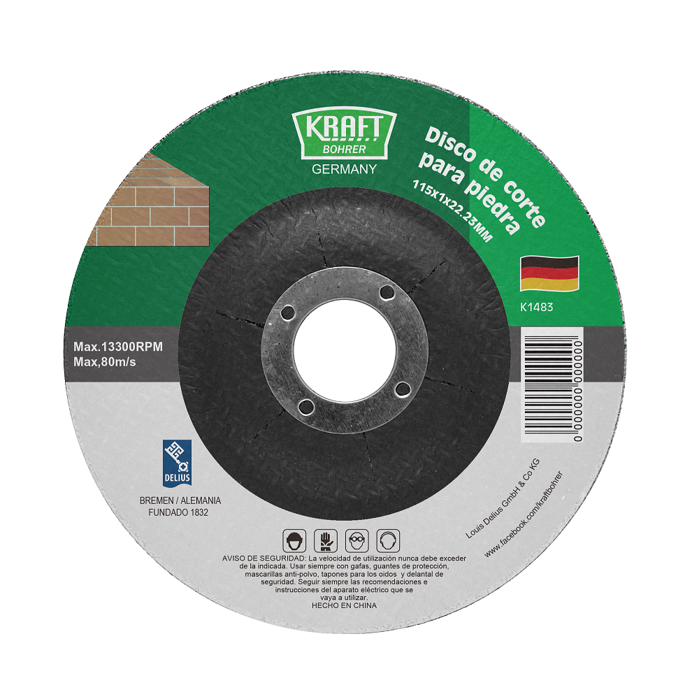 DISCO DE CORTE PARA PIEDRA (Medidas en Pulgadas) KRAFT BOHRER