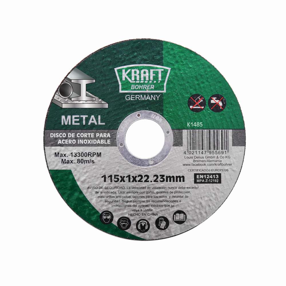 DISCO DE CORTE PARA ACERO INOXIDABLE PLANO (Medidas en Pulgadas) KRAFT BOHRER