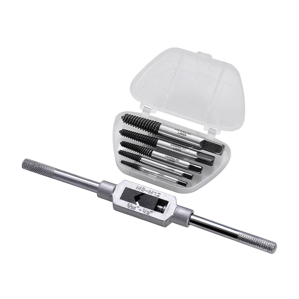 JUEGO DE 7 EXTRACTORES DE TORNILLOS Y UN PORTAMACHUELO KRAFT BOHRER