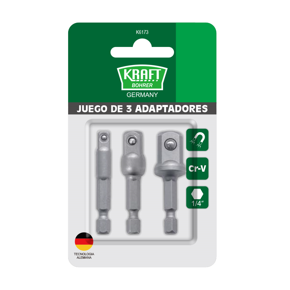 JUEGO DE 3 ADAPTADORES KRAFT BOHRER