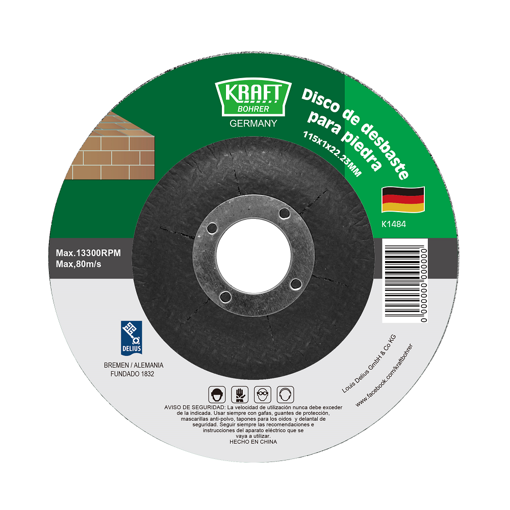 DISCO DE DESBASTE PARA PIEDRA (Medidas en Milímetros) KRAFT BOHRER